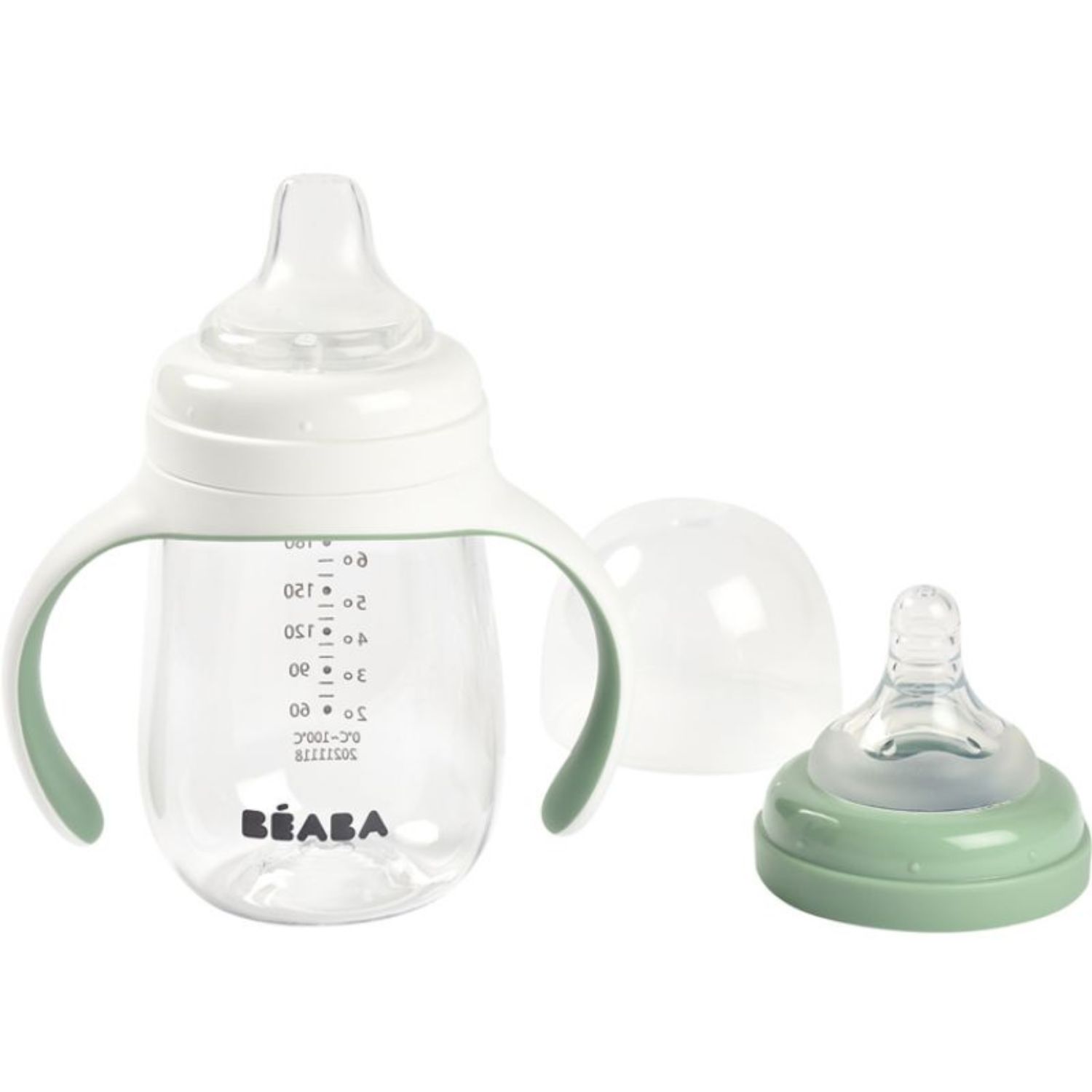 Biberon d'apprentissage 2 en 1 vert sauge (210 ml) (Béaba) - Image 5