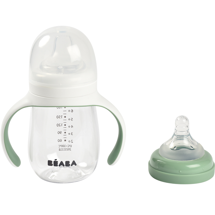 Biberon d'apprentissage 2 en 1 vert sauge (210 ml) (Béaba) - Image 7
