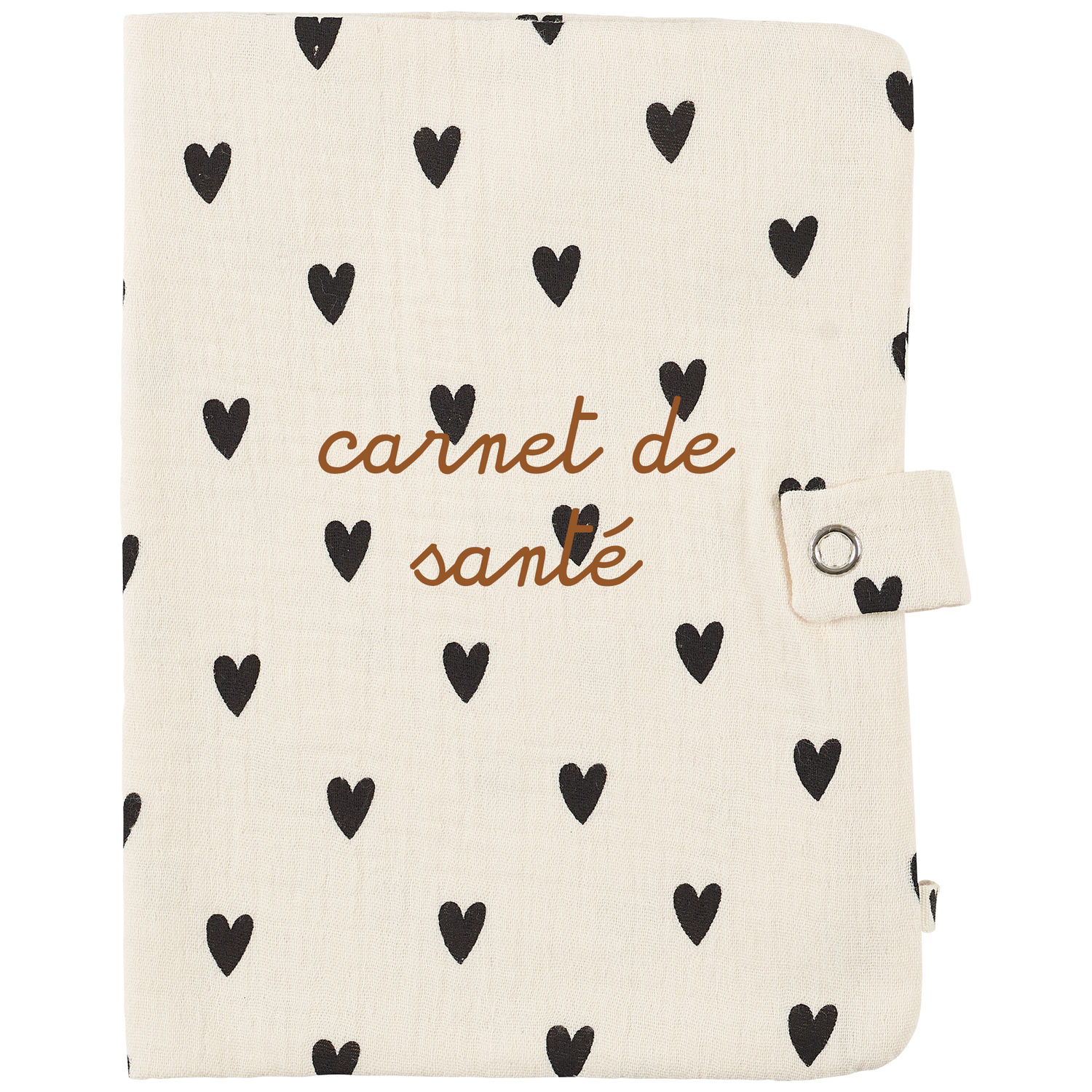 Protège carnet de santé Gaze Coeurs Ecru (personnalisable) (Atelier Wagram) - Image 2