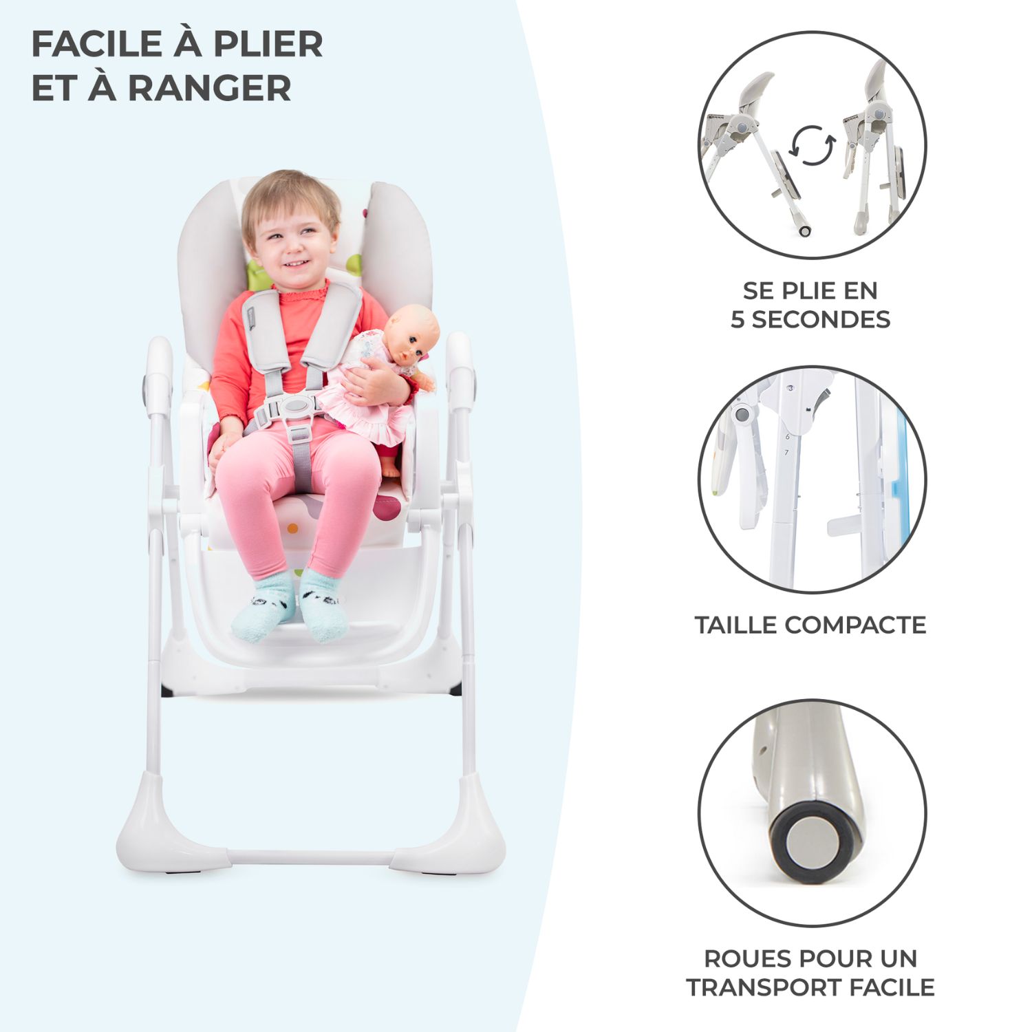 Chaise haute Yummy Grey (Kinderkraft) - Image 5