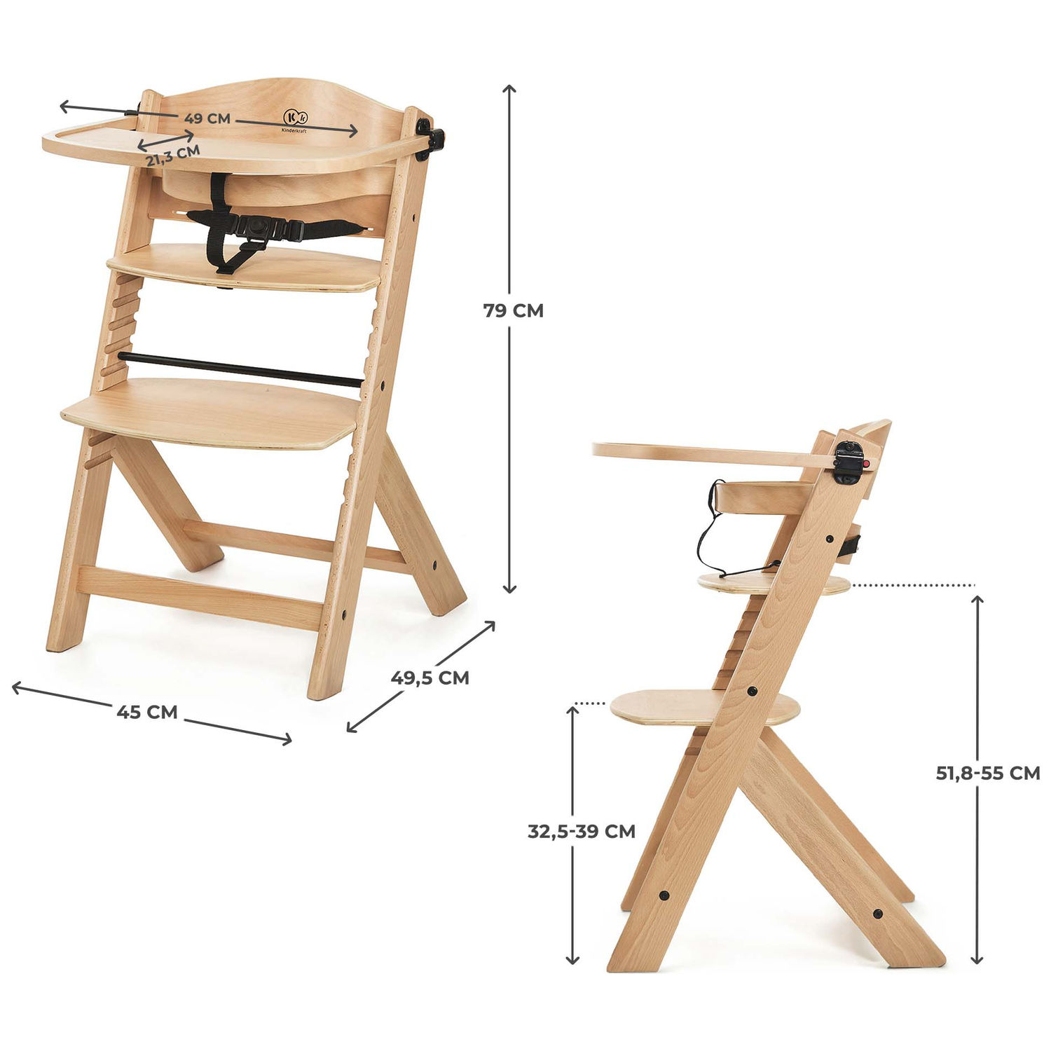 Chaise haute évolutive Enock Natural (Kinderkraft) - Image 12
