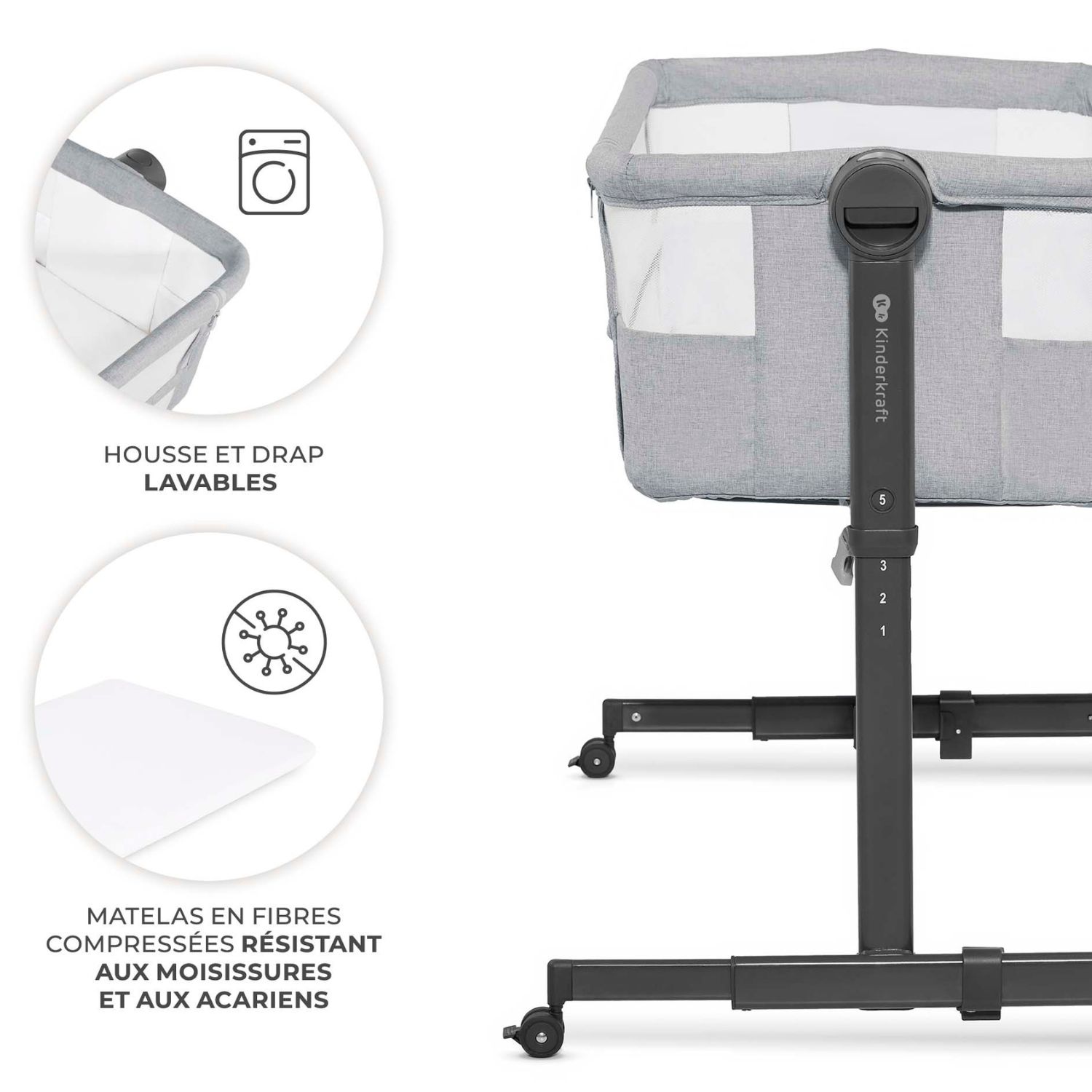 Lit cododo 2 en 1 Nestee Up 2 Light Grey (Kinderkraft) - Image 5