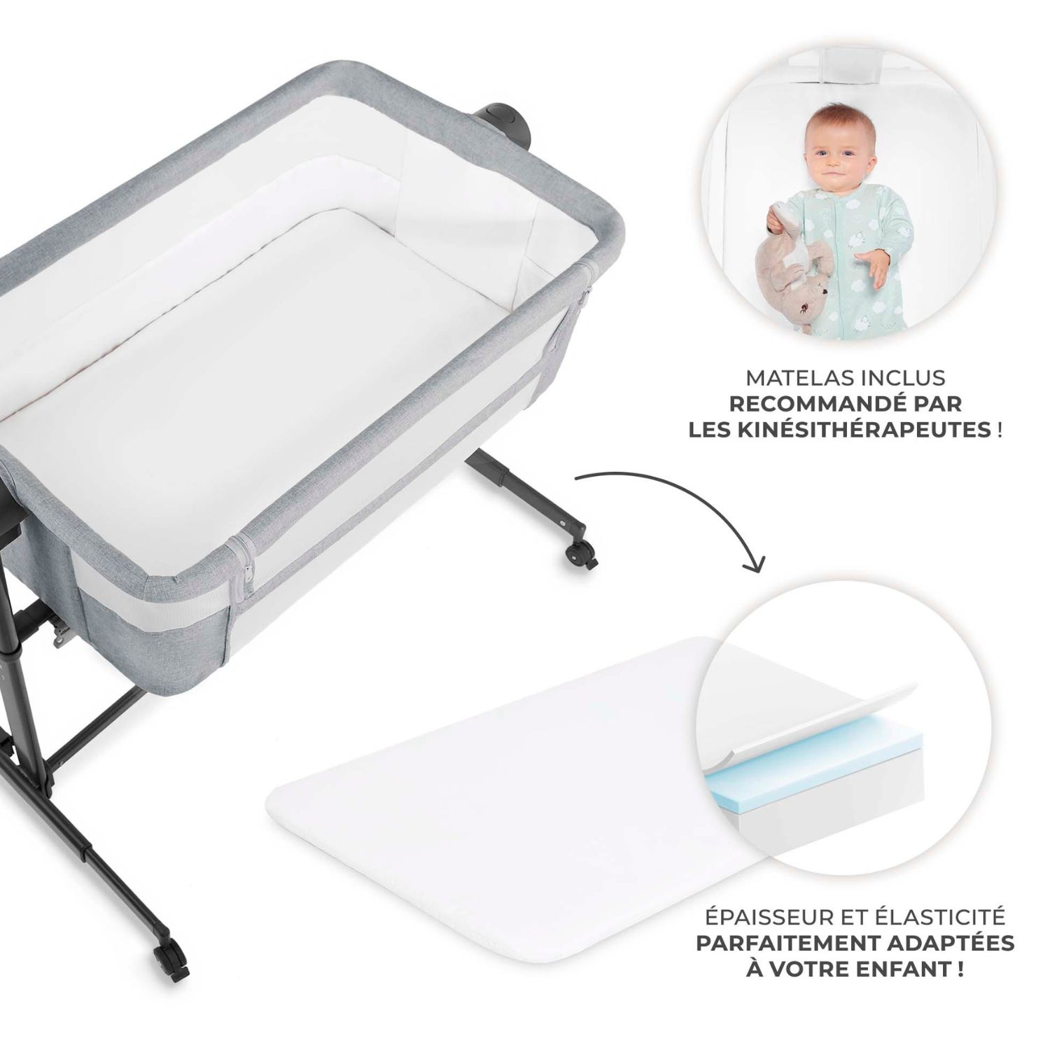 Lit cododo 2 en 1 Nestee Up 2 Light Grey (Kinderkraft) - Image 6