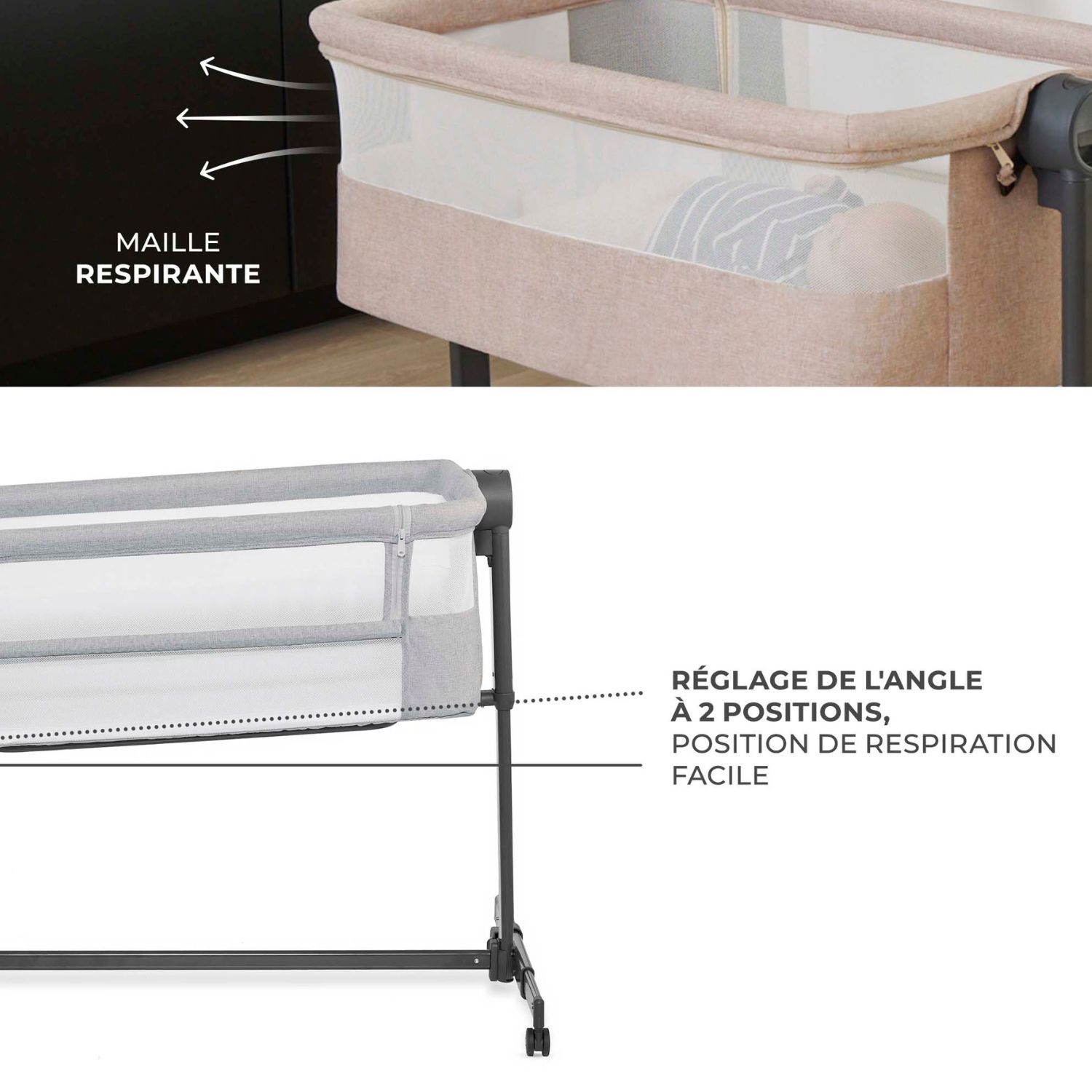 Lit cododo 2 en 1 Nestee Up 2 Light Grey (Kinderkraft) - Image 1