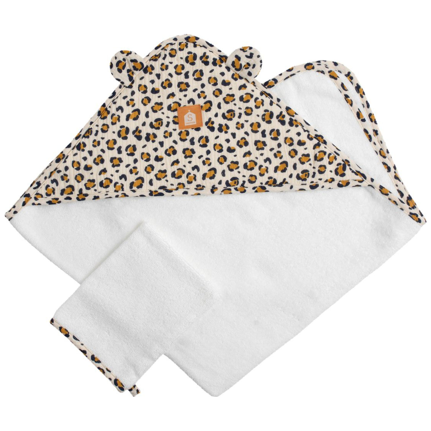 Sauthon - Cape de bain + gant de toilette Léopard