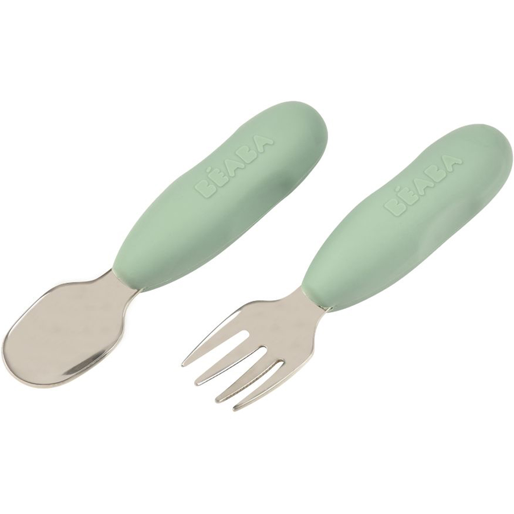 Lot de 2 pré-couverts en inox vert sauge (Béaba) - Image 4