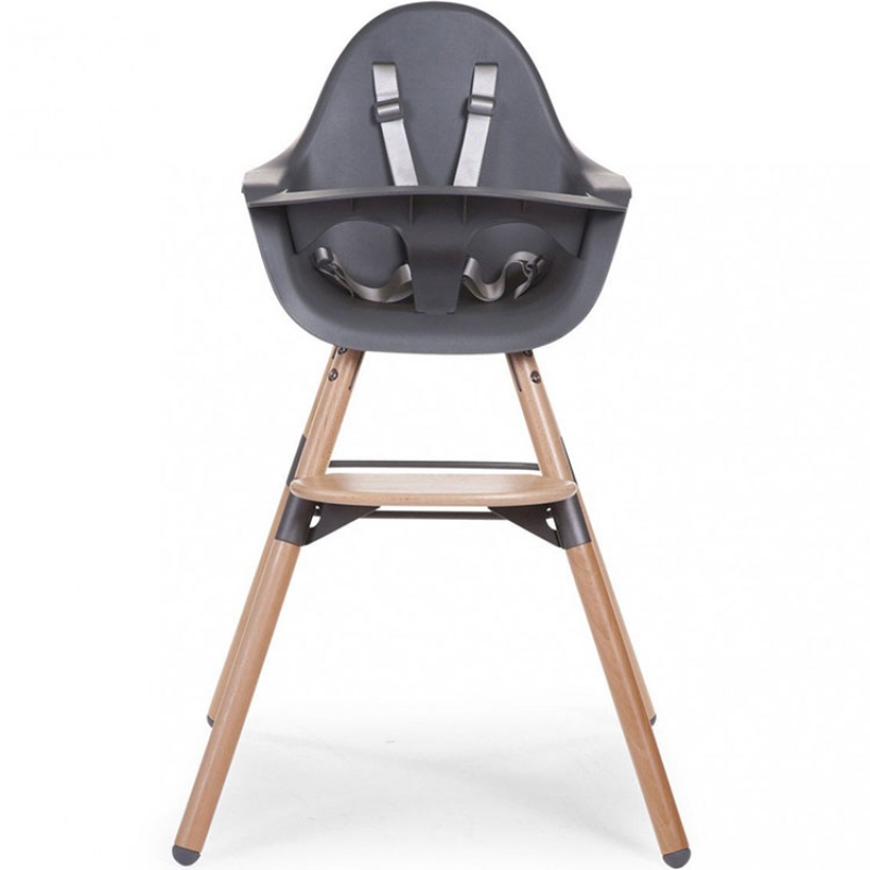 Chaise haute en bois naturel Evolu 2 gris (Childhome) - Image 3