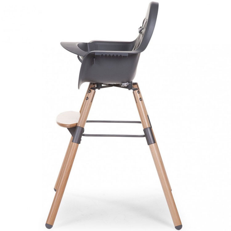 Chaise haute en bois naturel Evolu 2 gris (Childhome) - Image 4