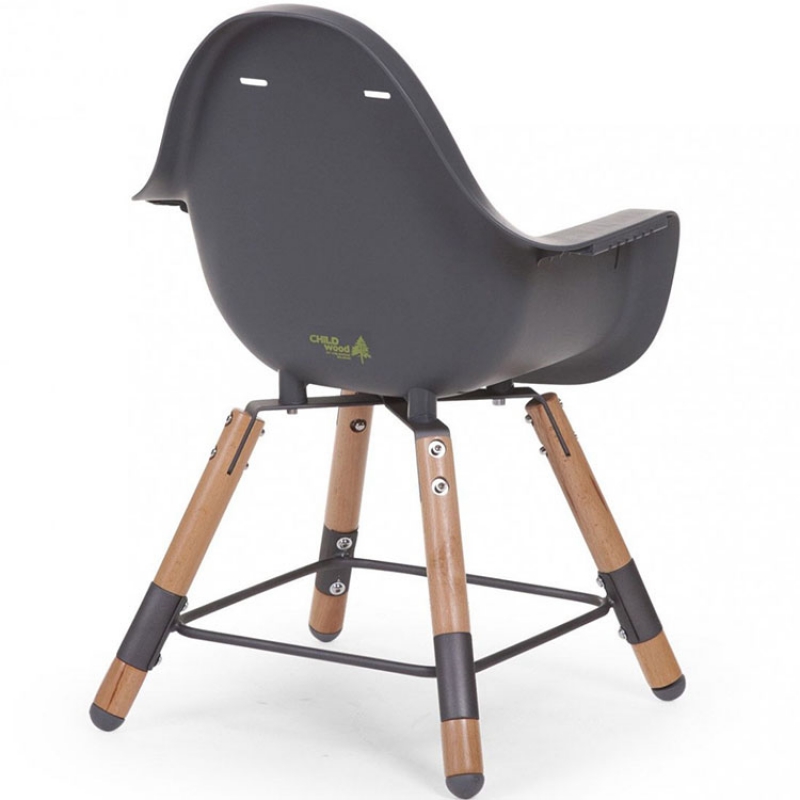 Chaise haute en bois naturel Evolu 2 gris (Childhome) - Image 8