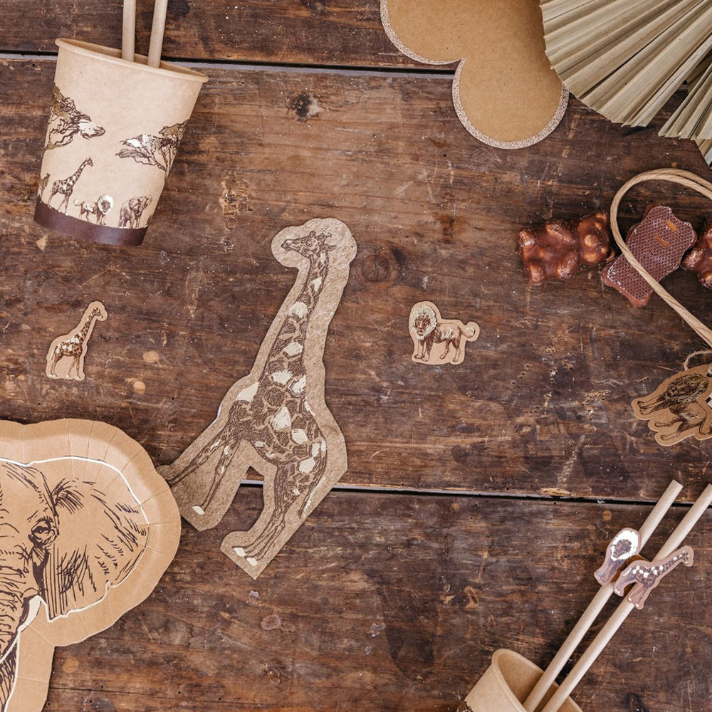 Lot de 16 serviettes Girafe Safari Kraft (Arty Fêtes Factory) - Image 1
