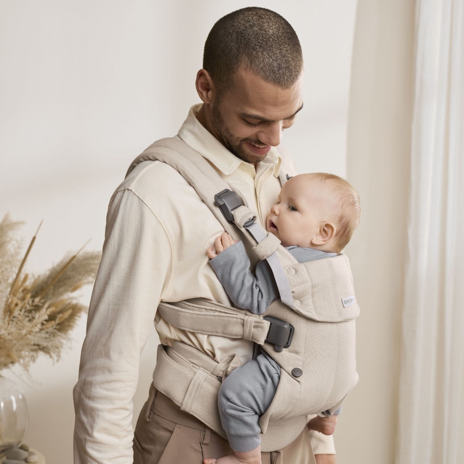 Porte-bébé Harmony Mélange Tissé Chiné Beige Clair (BabyBjörn) - Image 2