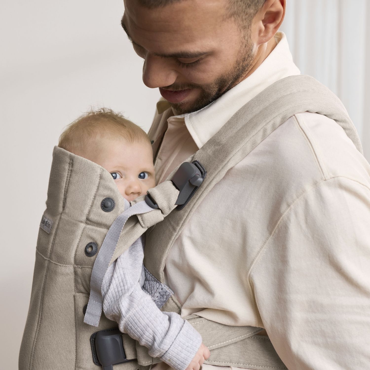 Porte-bébé Harmony Mélange Tissé Chiné Beige Clair (BabyBjörn) - Image 3