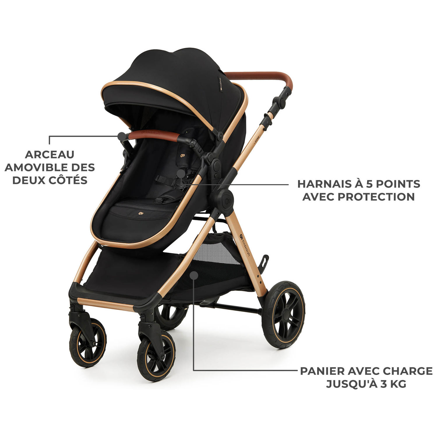 Poussette Esme Pro 3 en 1 Pure Black (Kinderkraft) - Image 6