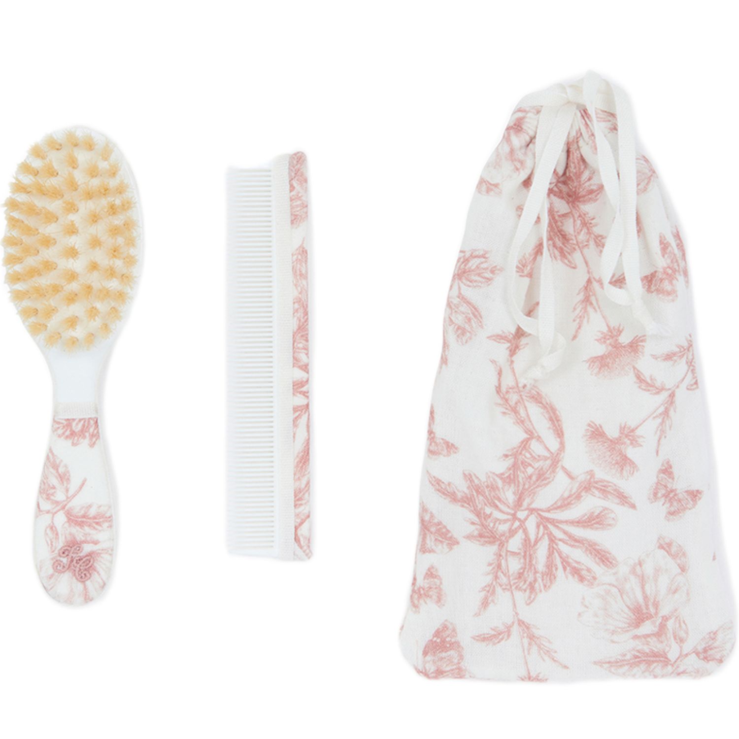 Tartine et Chocolat - Brosse et peigne imprimé inspiration Toile de Jouy rose