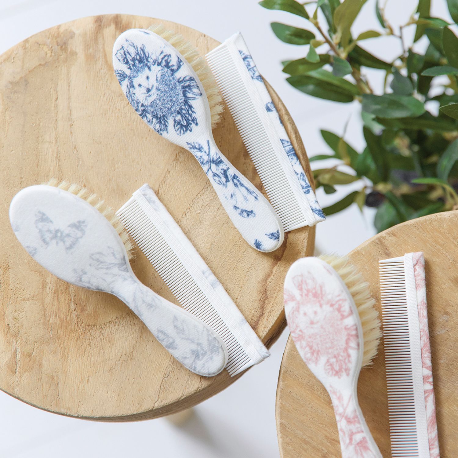 Brosse et peigne imprimé inspiration Toile de Jouy rose (Tartine et Chocolat) - Image 5