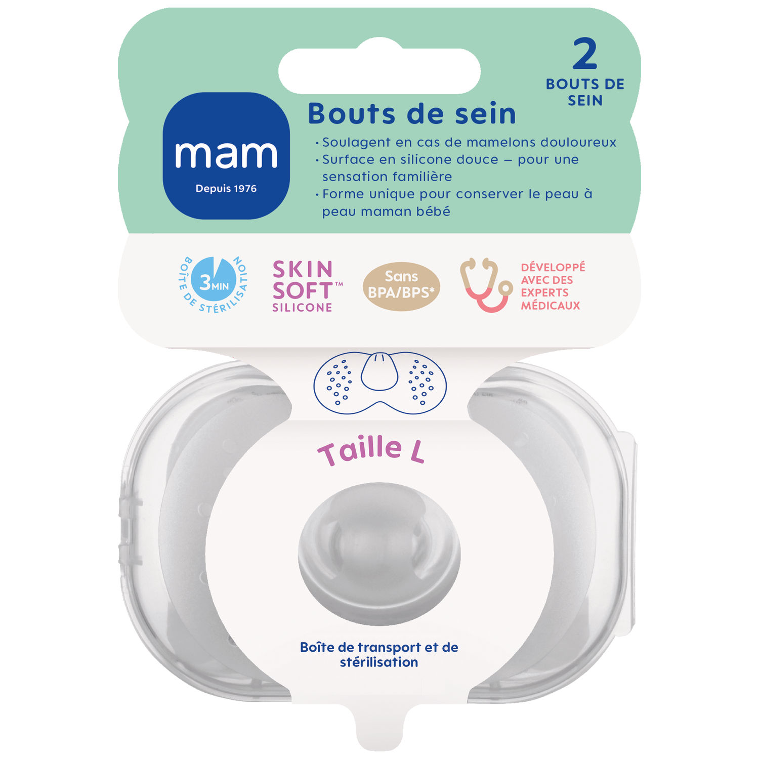 Lot de 2 bouts de sein (taille L) (Mam) - Image 1