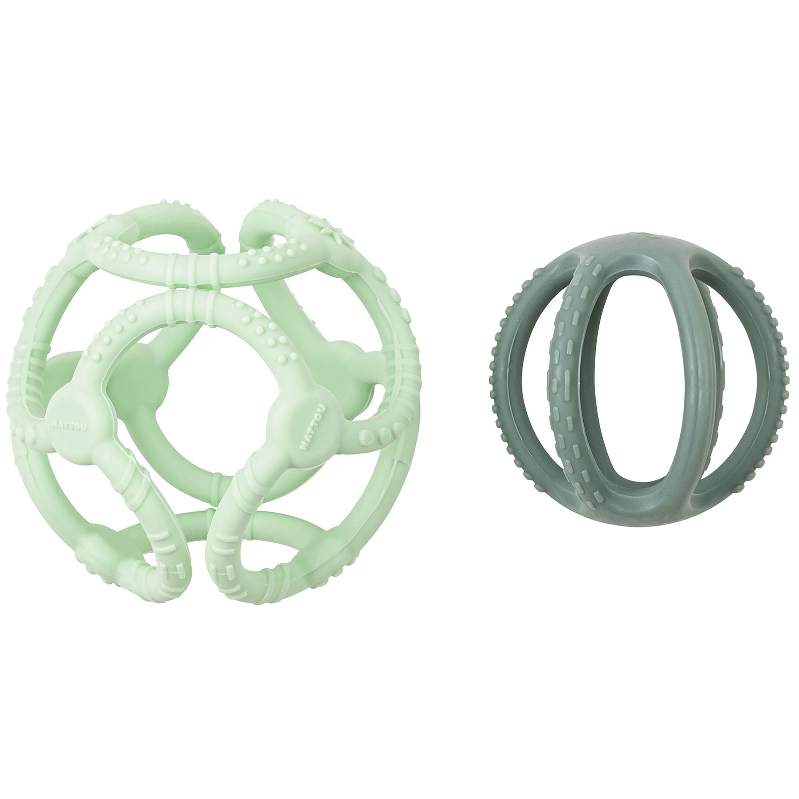 Lot de 2 balles encastrables en silicone vertes (Nattou) - Image 1