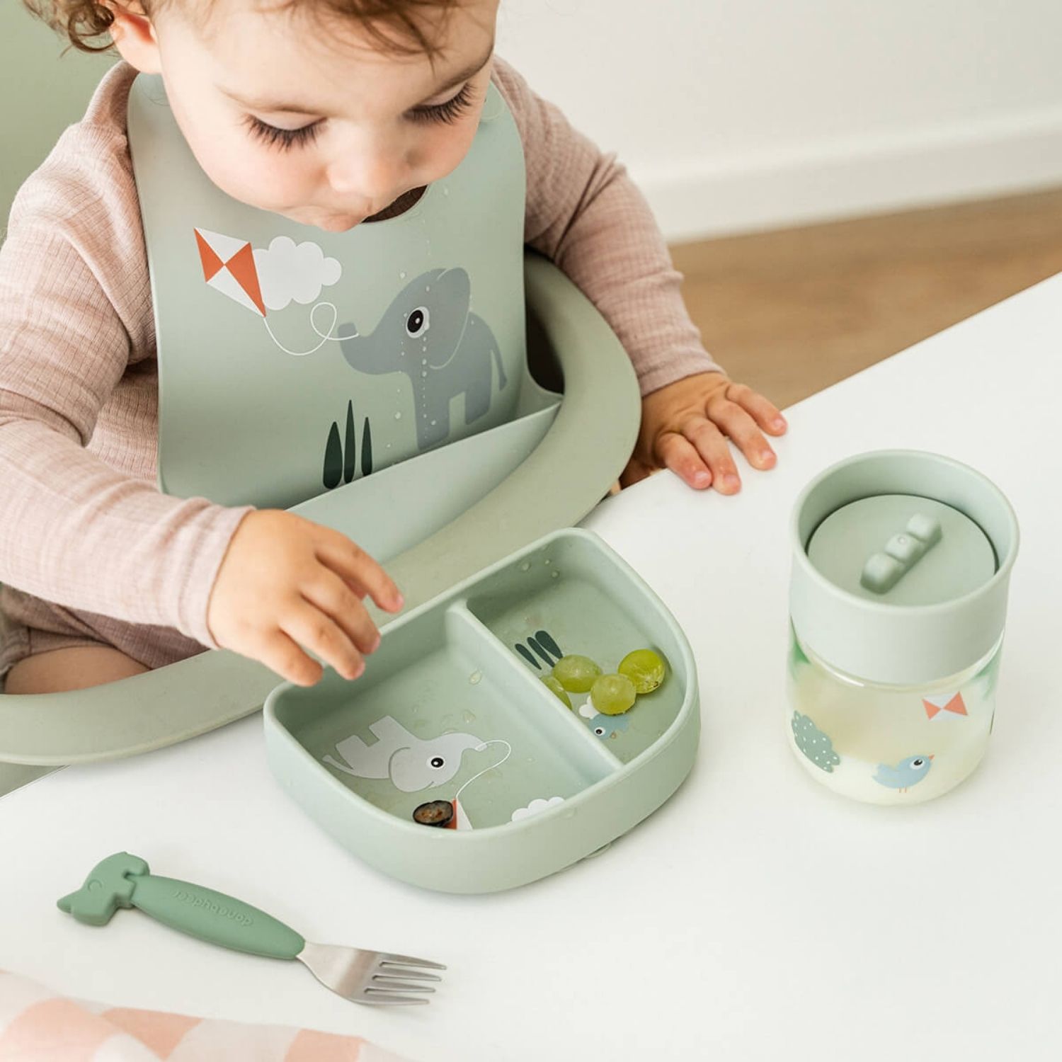 Done by deer - Bavoir silicone Playground Vert