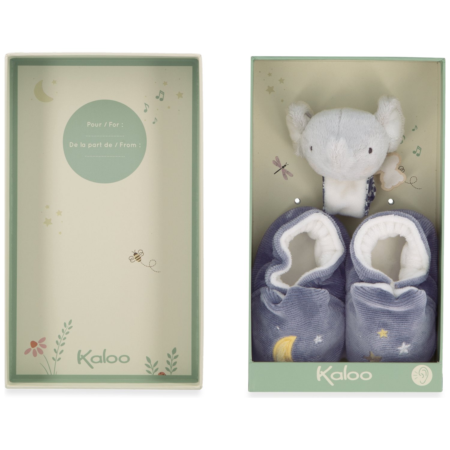 Coffret de naissance chaussons et bracelet sonore Eléphant