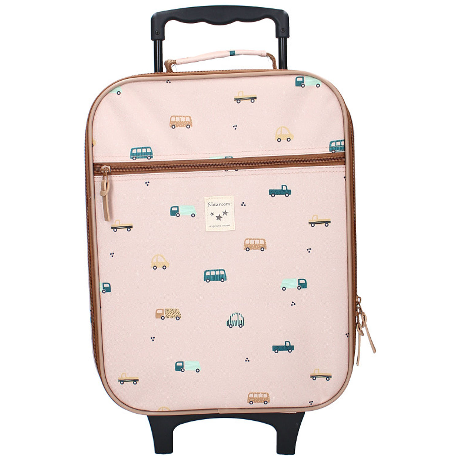 Kidzroom - Valise à roulettes enfant Voitures beige