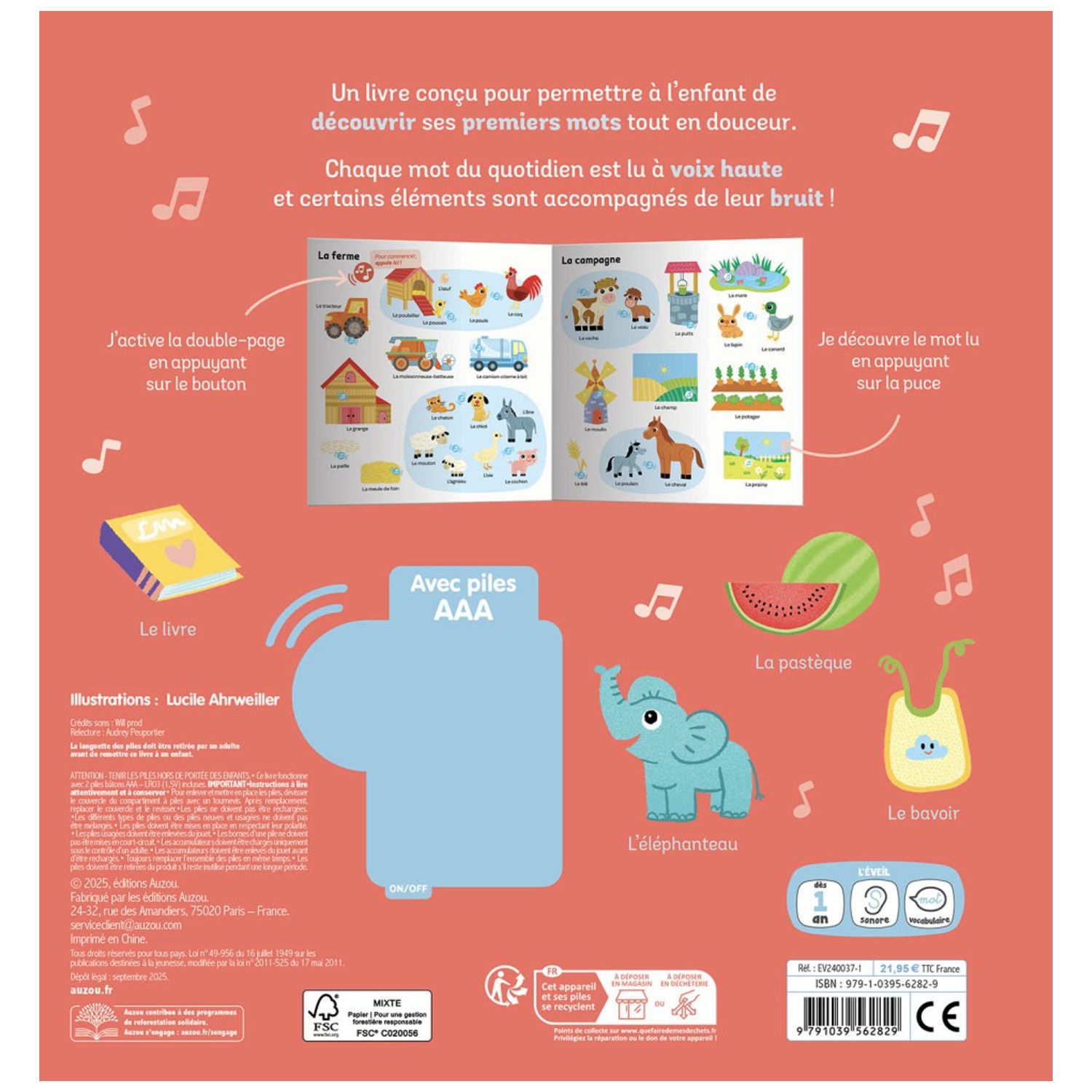 Auzou Editions - Livre Mes premiers 500 mots sonores