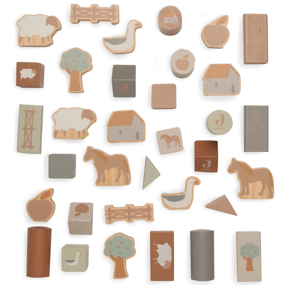Set de cubes en bois Farm (34 pièces) (Jollein) - Image 1