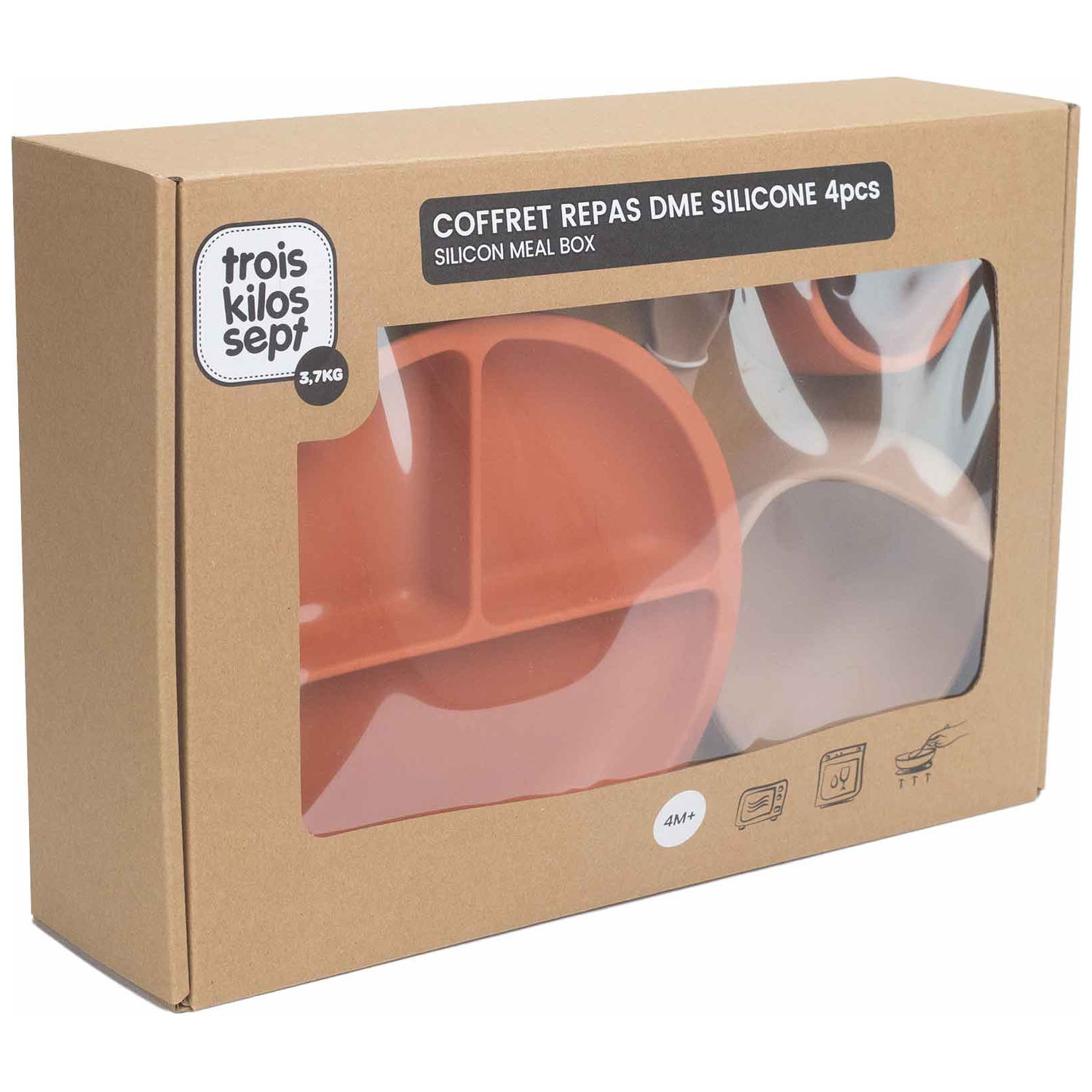 Coffret repas en silicone Terre de sienne-Sable (4 pièces) (Trois Kilos Sept) - Image 5