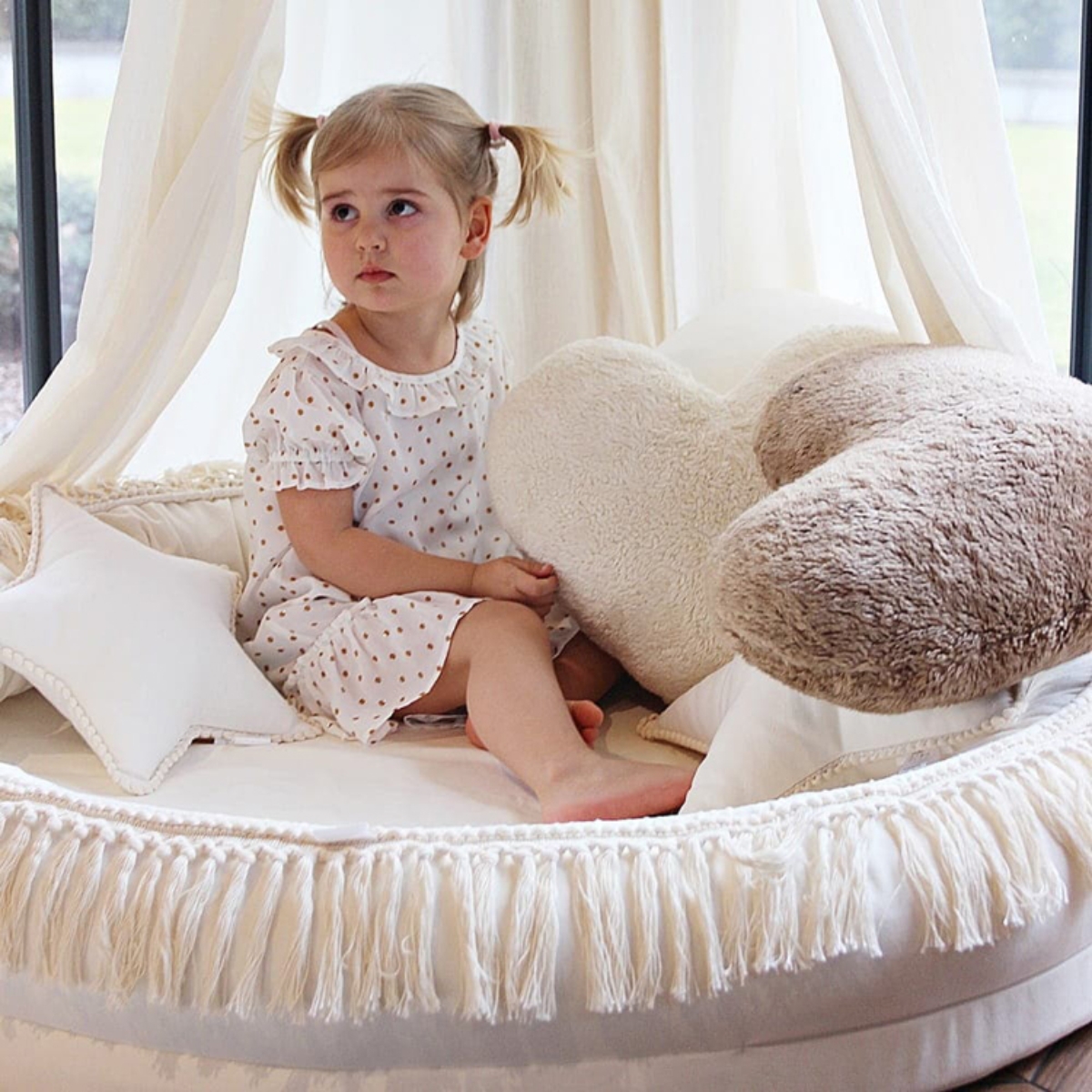 Coussin coeur fourrure Boho (44 cm) (Cotton&Sweets) - Image 2