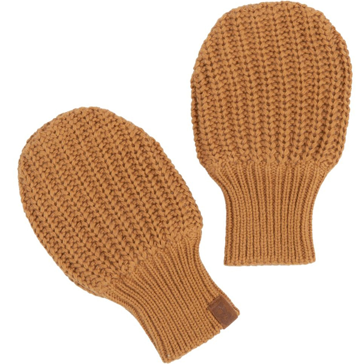 Moufles bébé en teddy coton bio Soul caramel (0-6 mois)