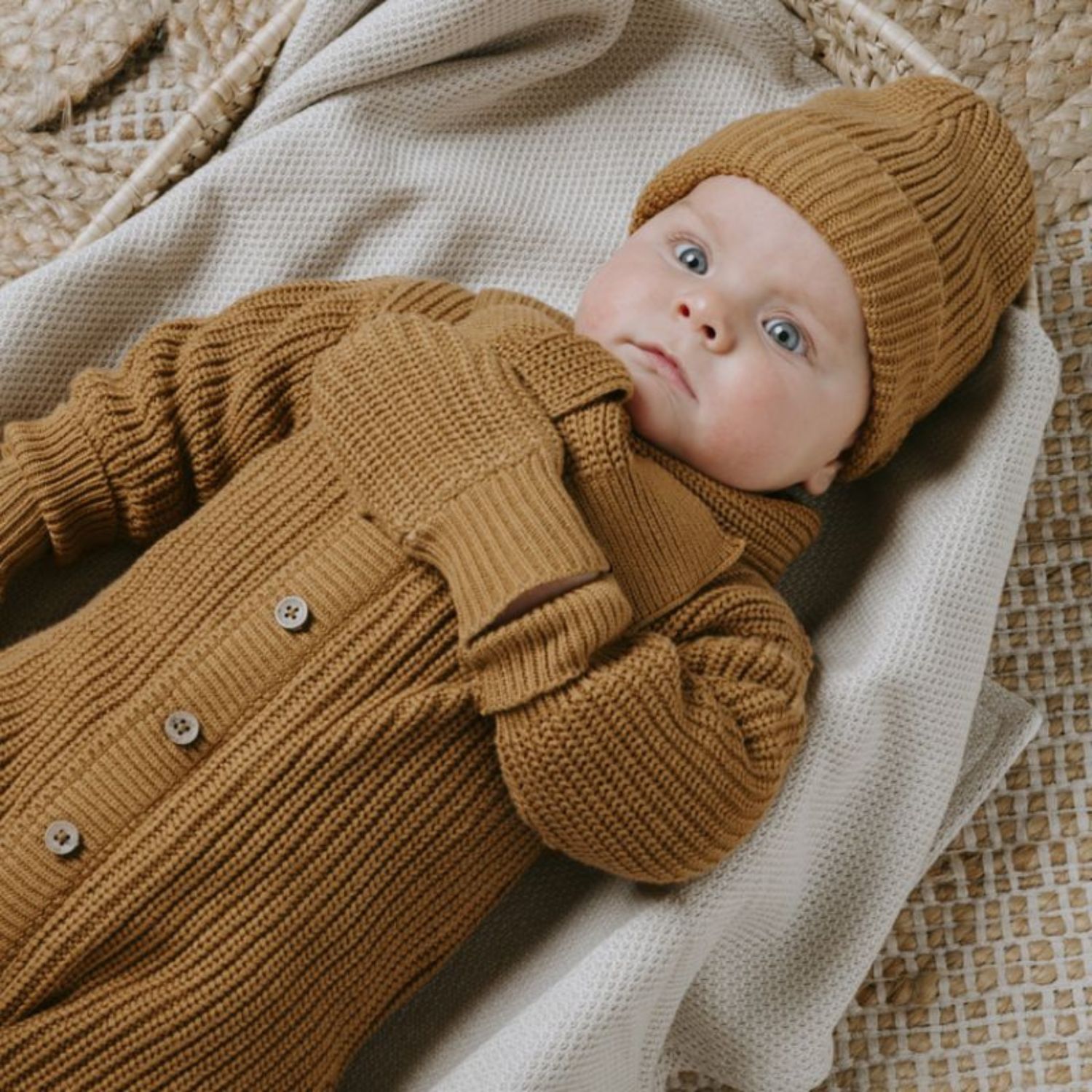 Moufles bébé en teddy coton bio Soul caramel (0-6 mois) (Baby's Only) - Image 2