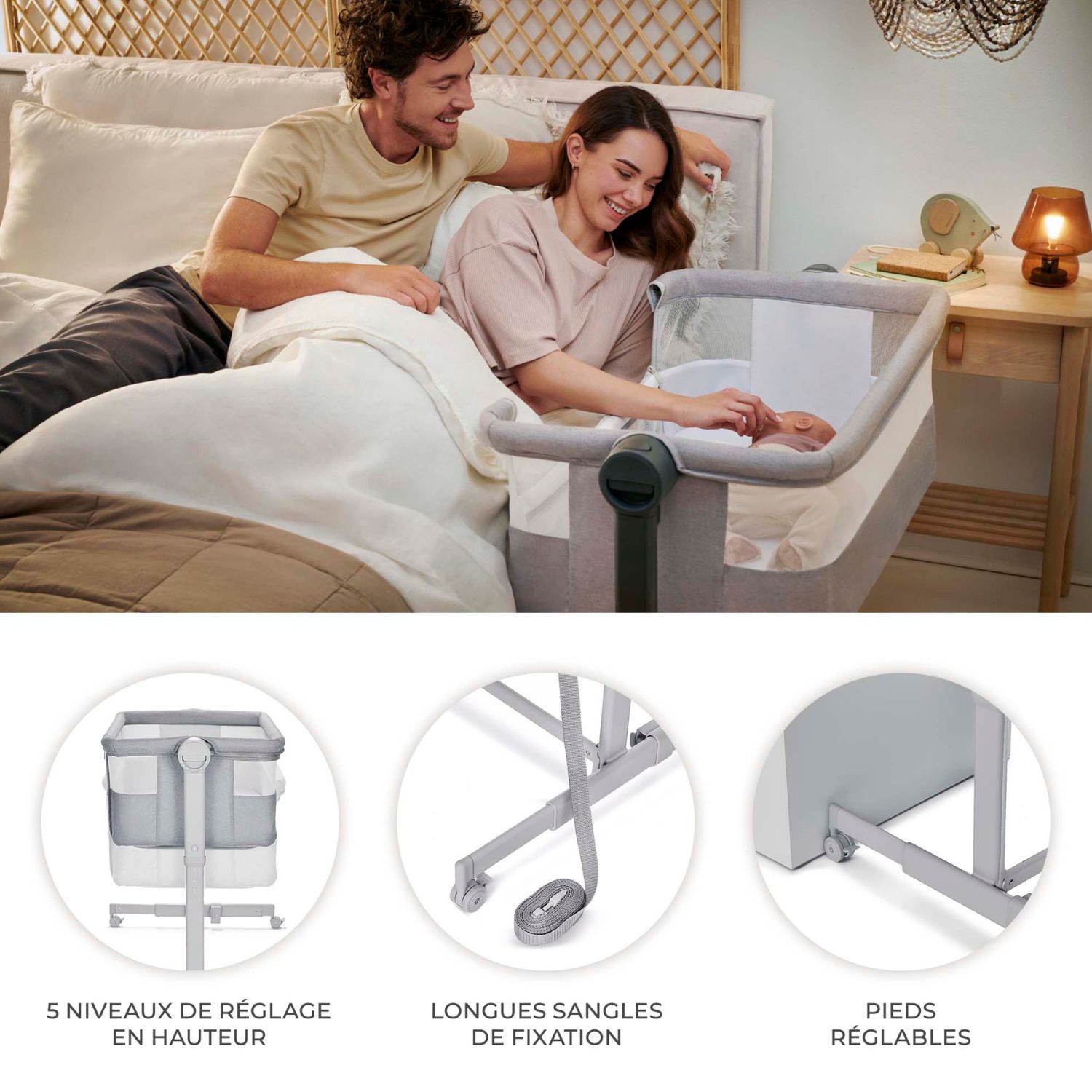 Lit cododo 2 en 1 Nestee Up 2 Full Light Grey (Kinderkraft) - Image 1