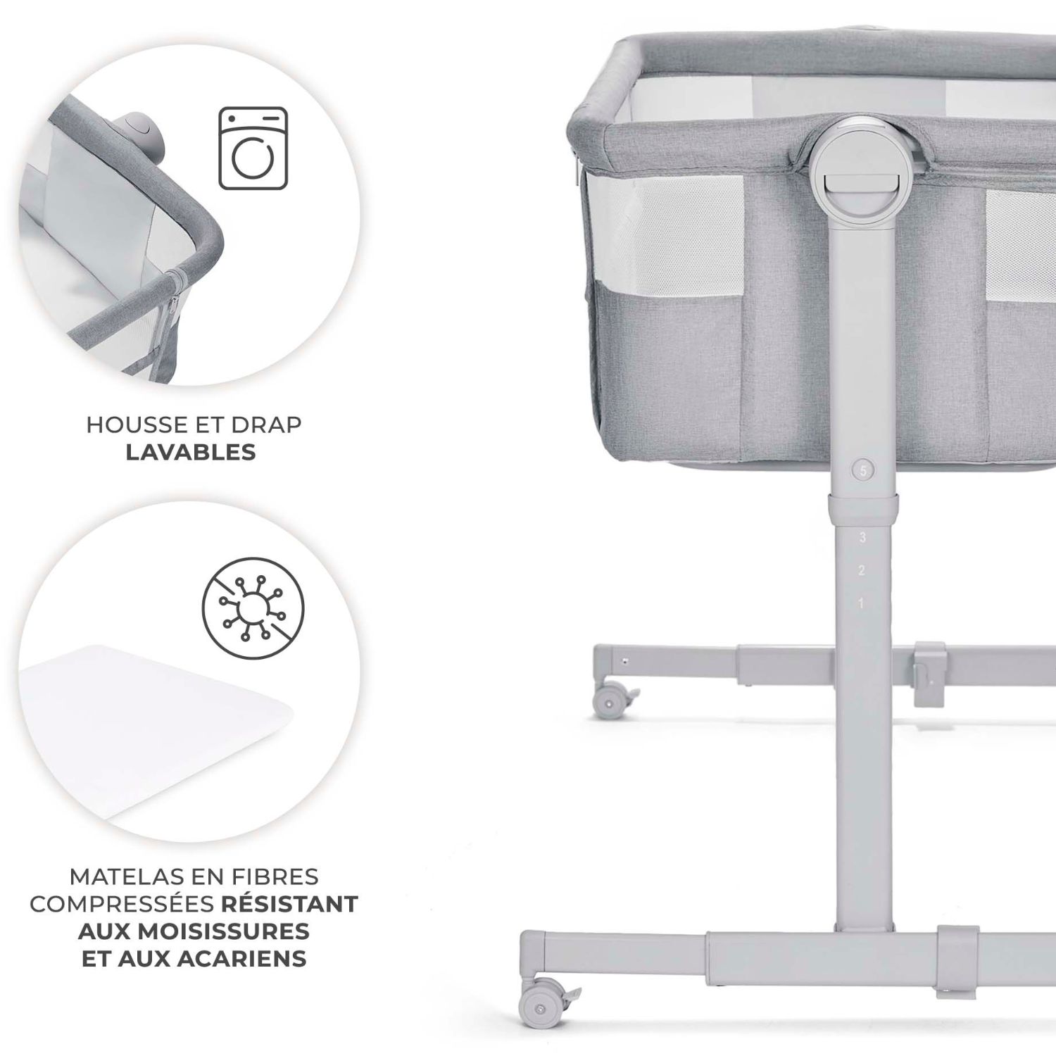Lit cododo 2 en 1 Nestee Up 2 Full Light Grey (Kinderkraft) - Image 3