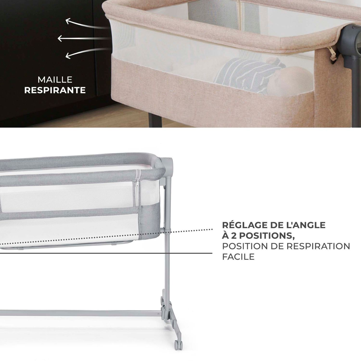 Lit cododo 2 en 1 Nestee Up 2 Full Light Grey (Kinderkraft) - Image 4
