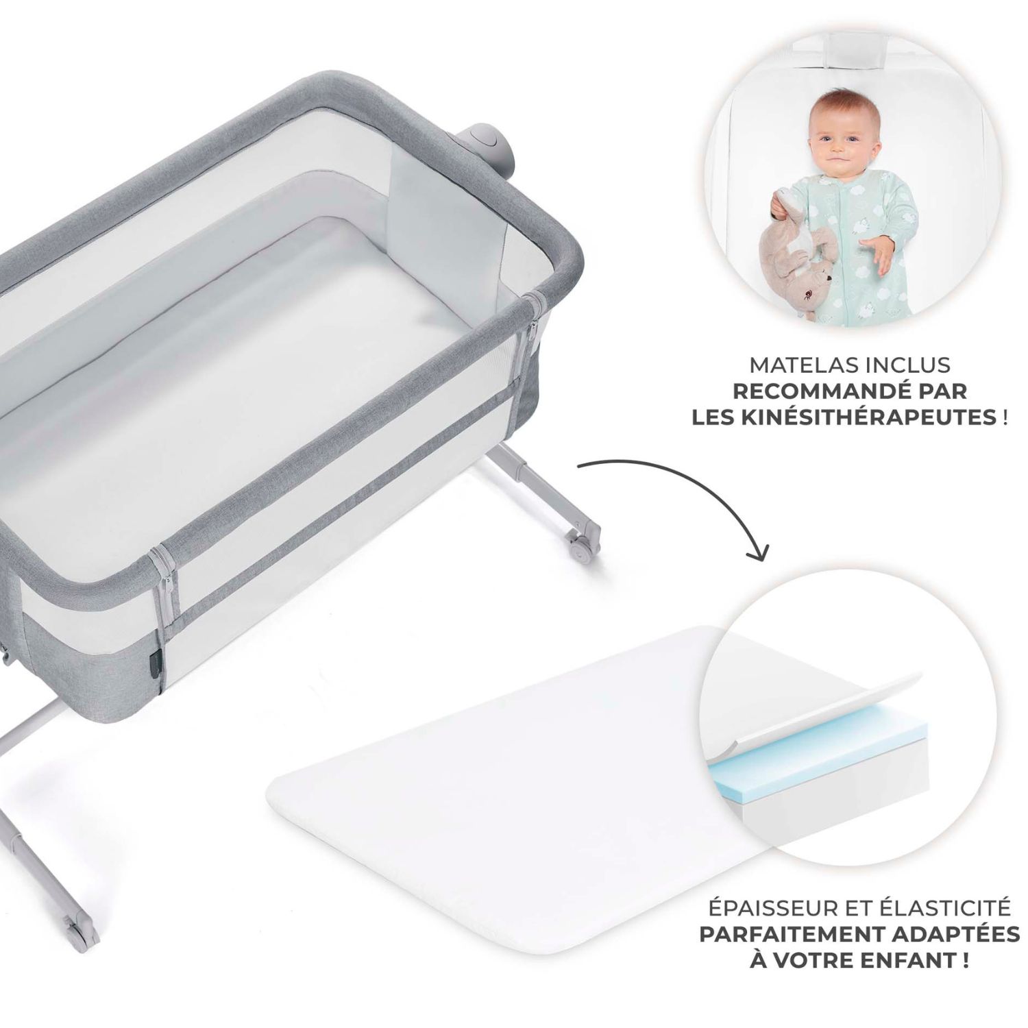 Lit cododo 2 en 1 Nestee Up 2 Full Light Grey (Kinderkraft) - Image 5