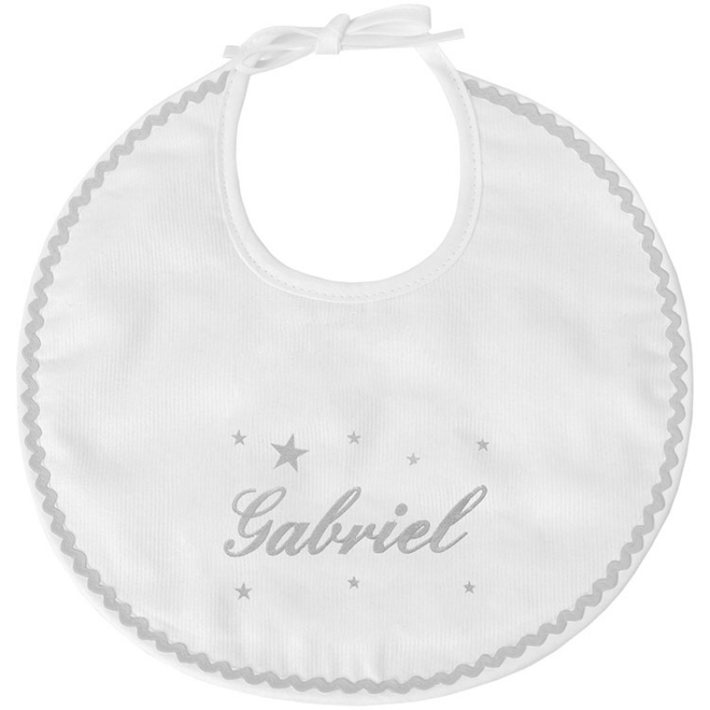 ANVIE - Bavoir de naissance étoile gris (personnalisable)