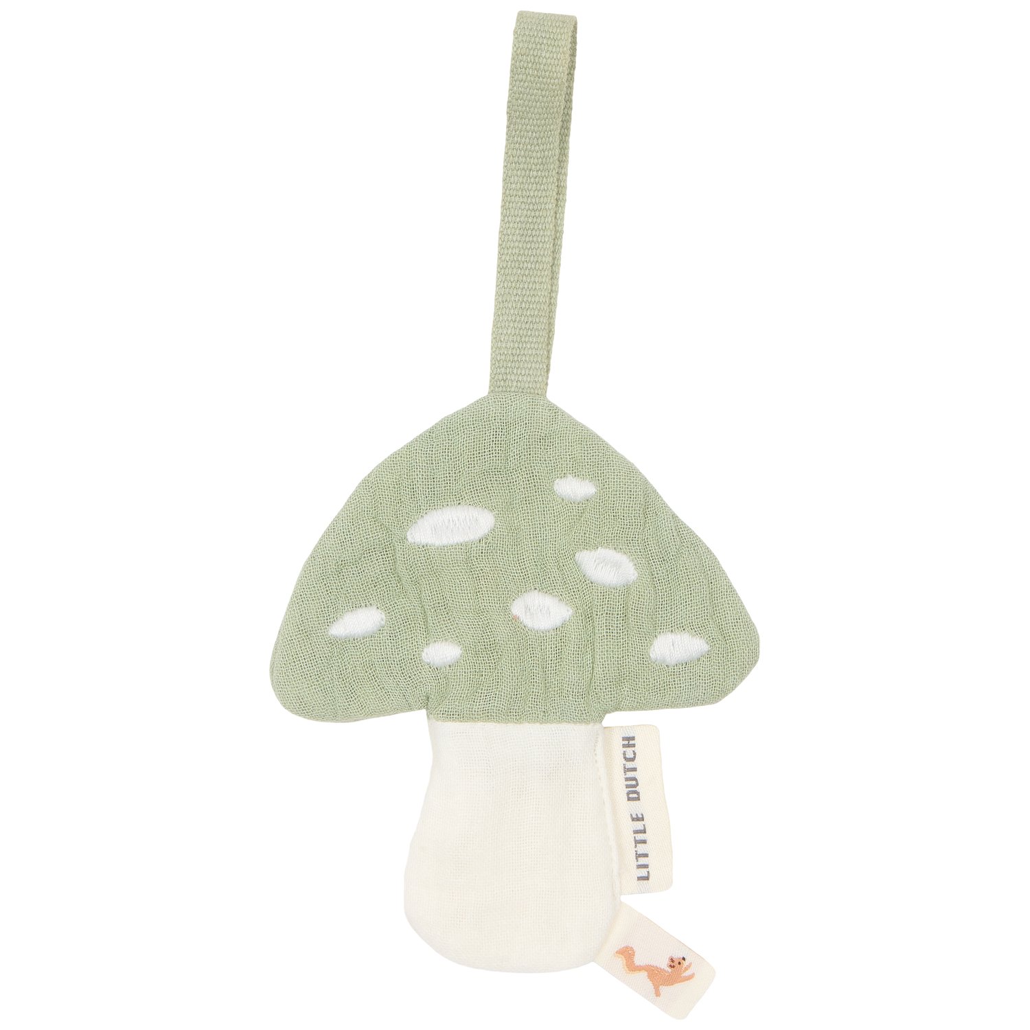 Doudou attache-tétine en gaze de coton Champignon (Little Dutch) - Image 1