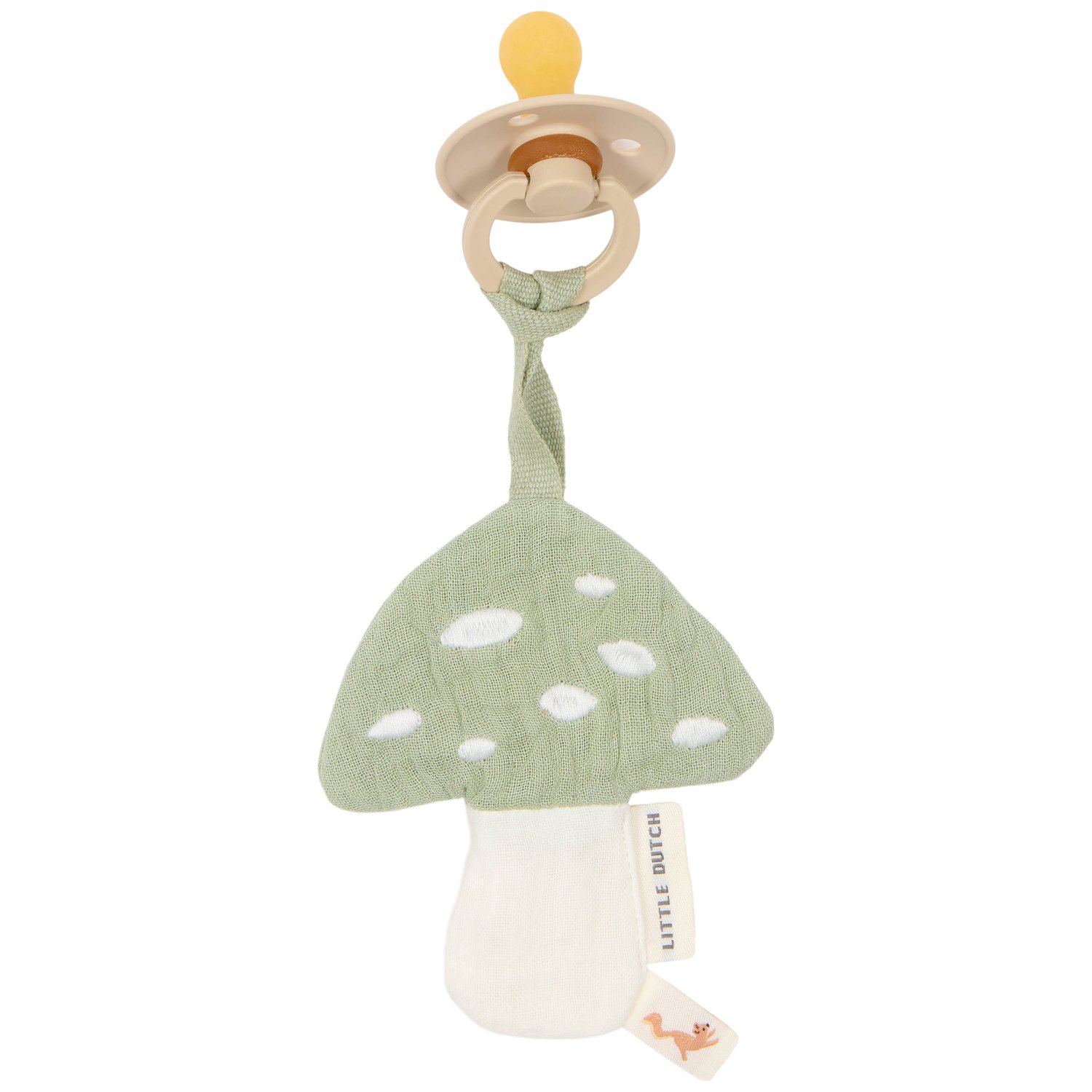 Doudou attache-tétine en gaze de coton Champignon (Little Dutch) - Image 6
