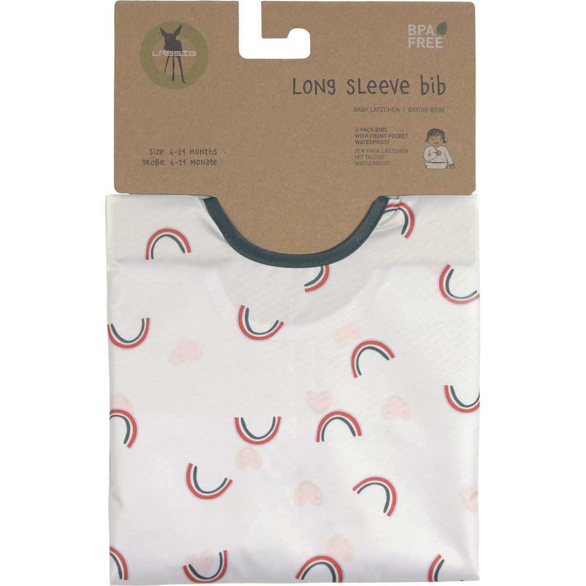 Lot de 2 bavoirs manches longues Happy Rascals Coeur lavande (Lassig) - Image 7