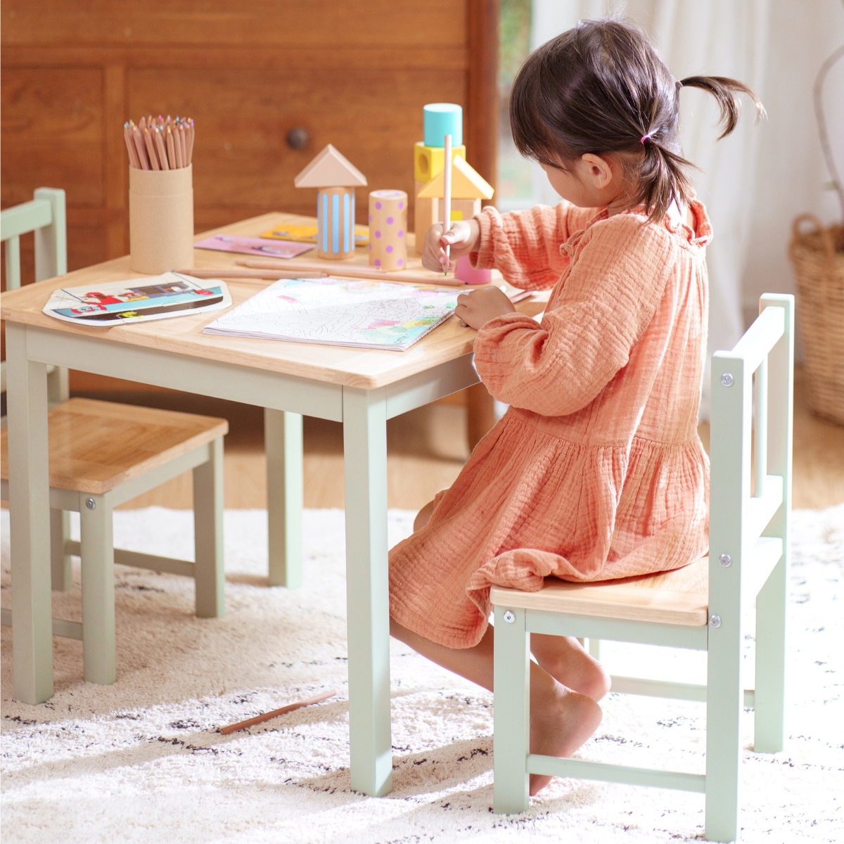 Ensemble table et chaises Activity vert-blanc (3 pièces) (Geuther) - Image 1