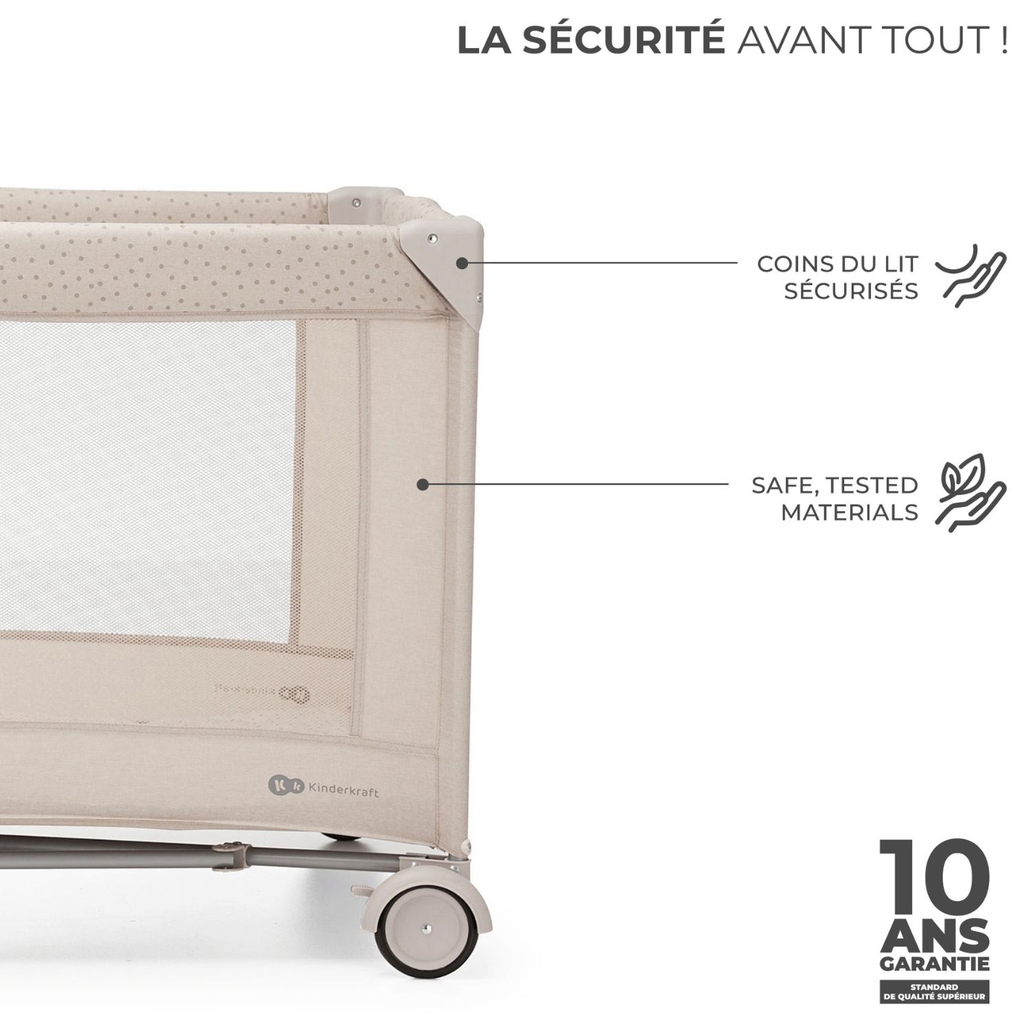 Lit parapluie 3 en 1 Joy 2 avec accessoires Beige (Kinderkraft) - Image 5