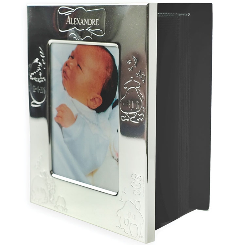 ANVIE - Cadre album de naissance métal argenté (personnalisable)