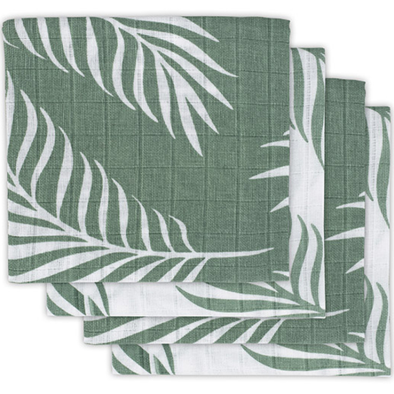 Lot de 4 langes Nature vert cendre (70 x 70 cm) (Jollein) - Image 1