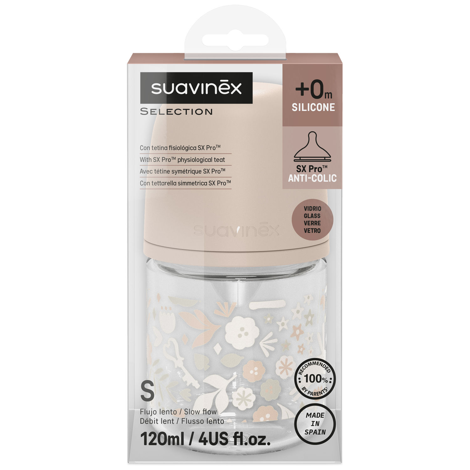 Biberon en verre tétine SXPro S Wonderland Rose (120Ml) (Suavinex) - Image 2