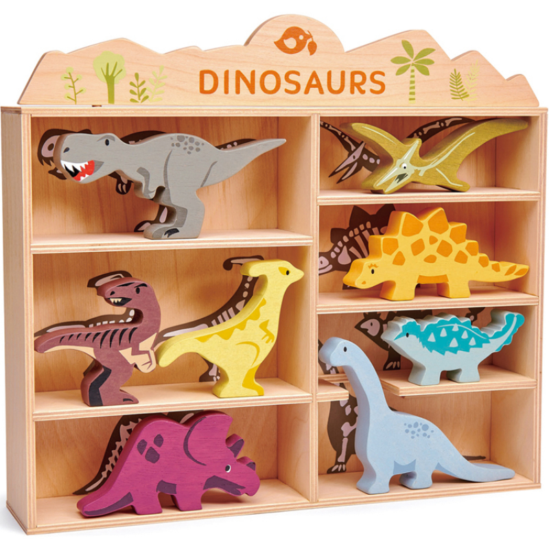 Set animaux en bois Dinosaures
