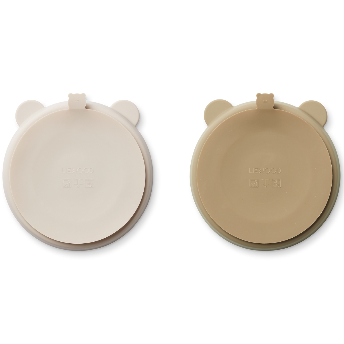 Lot de 2 assiettes à compartiments ventouse Stacy Sandy-Oat (Liewood) - Image 1