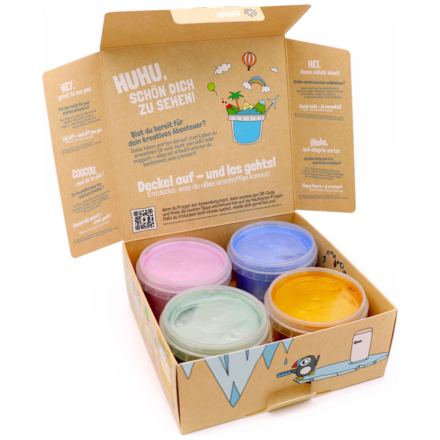 Coffret Mika peinture aux doigts naturelle et vegan Cristal (assort. 4 pots) (Neogrün) - Image 4
