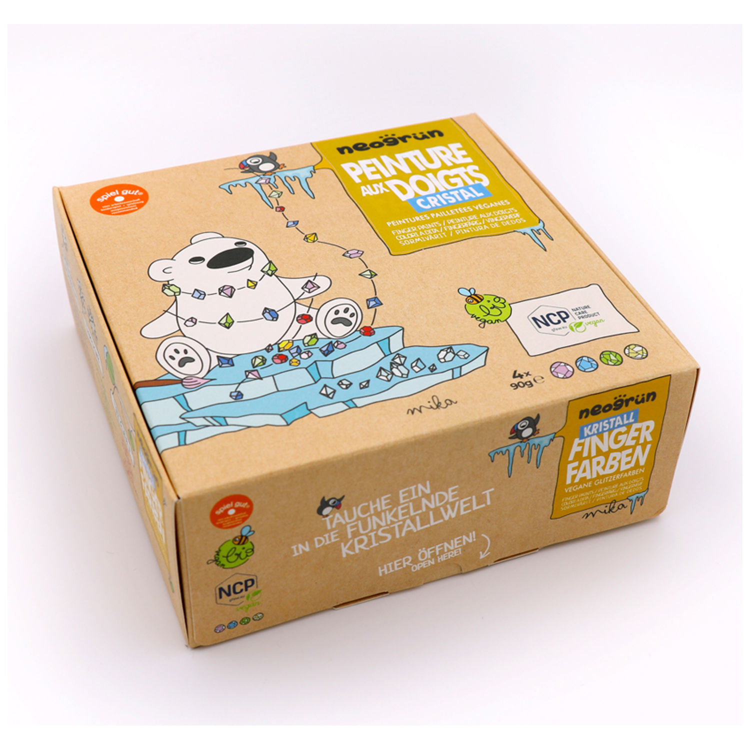 Coffret Mika peinture aux doigts naturelle et vegan Cristal (assort. 4 pots) (Neogrün) - Image 6