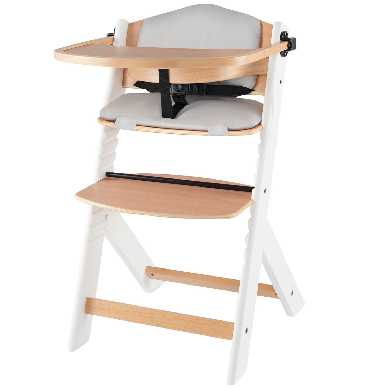 Kinderkraft - Chaise haute évolutive Enock avec coussin Natural-White