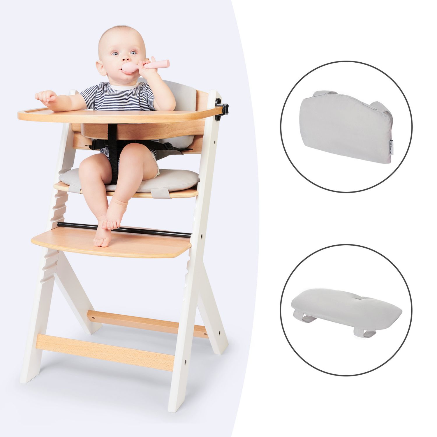 Chaise haute évolutive Enock avec coussin Natural-White (Kinderkraft) - Image 3