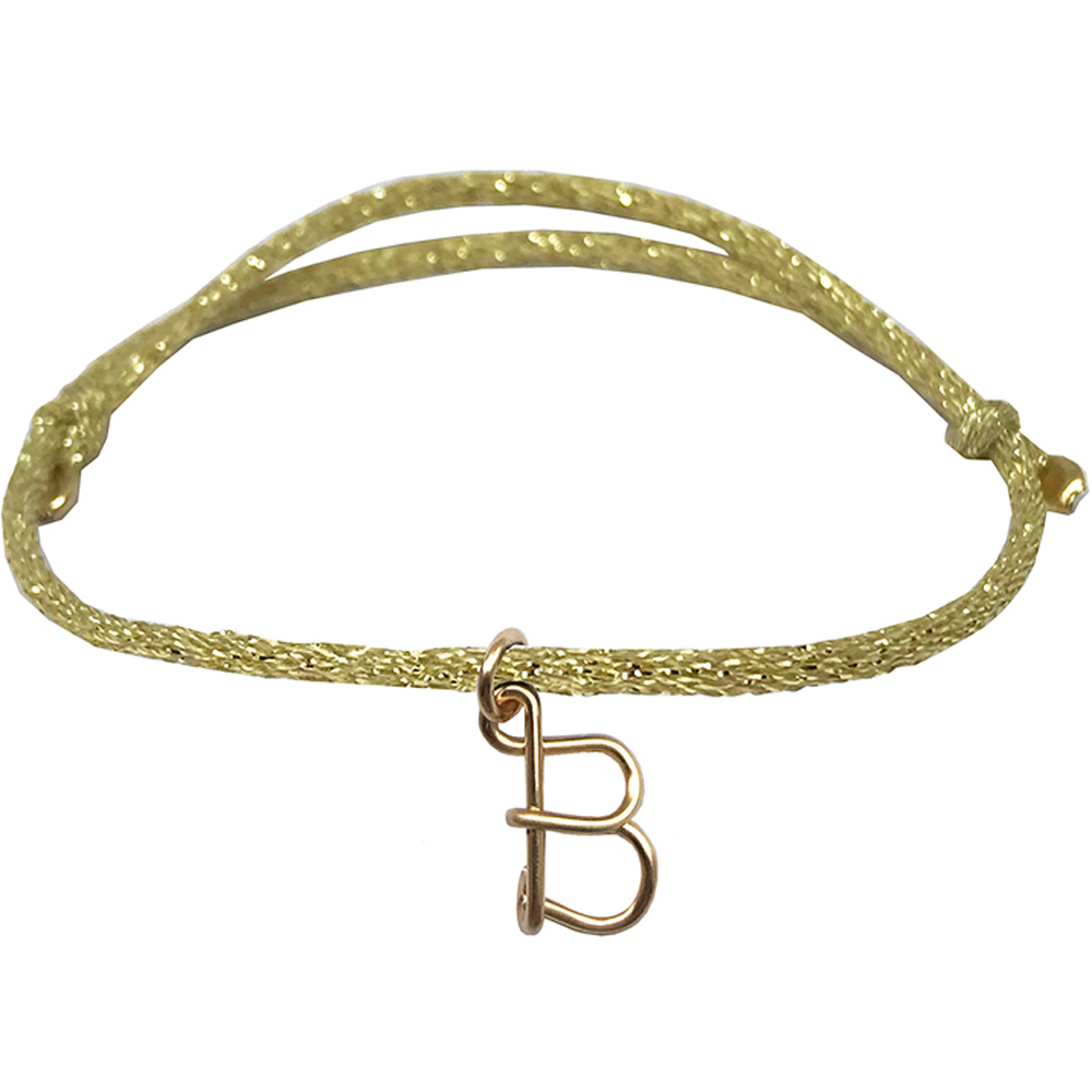 Padam Padam - Bracelet cordon paillette initiale goldfilled jaune (personnalisable)